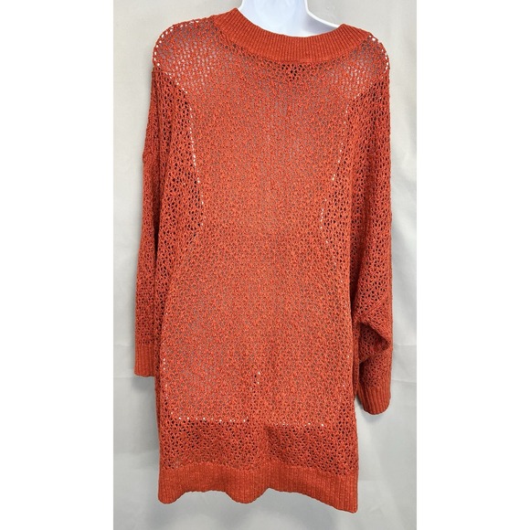 Torrid Womens Orange V-Neck 3/4 Sleeve Open Knit Pullover Sweater Size‎ 5X - Picture 4 of 11